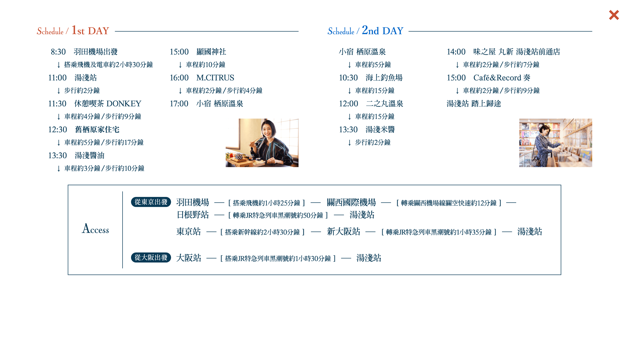 兩天一夜的湯淺町之旅 スケジュール